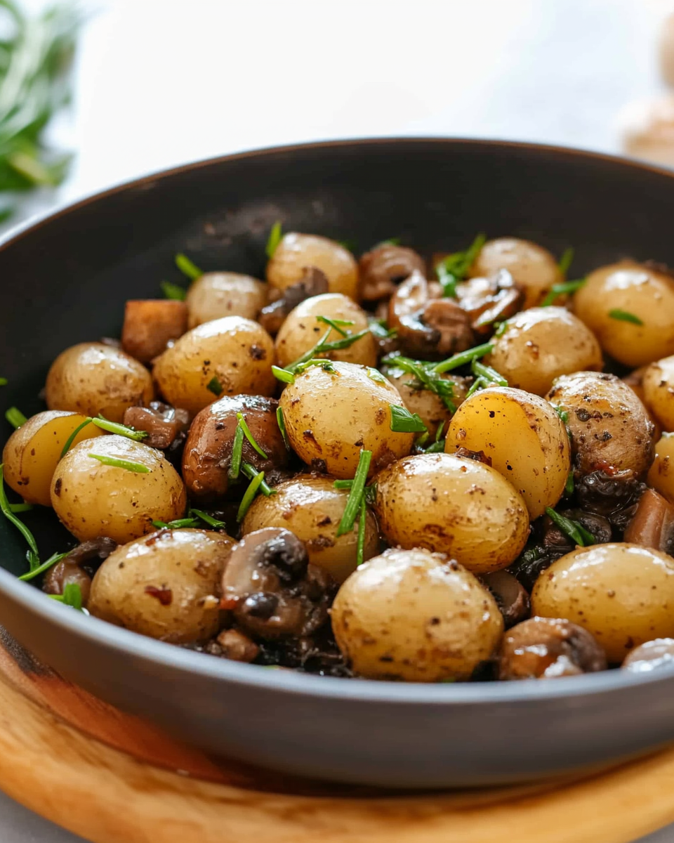 Roasted Baby Potatoes and Mushroom Sauce