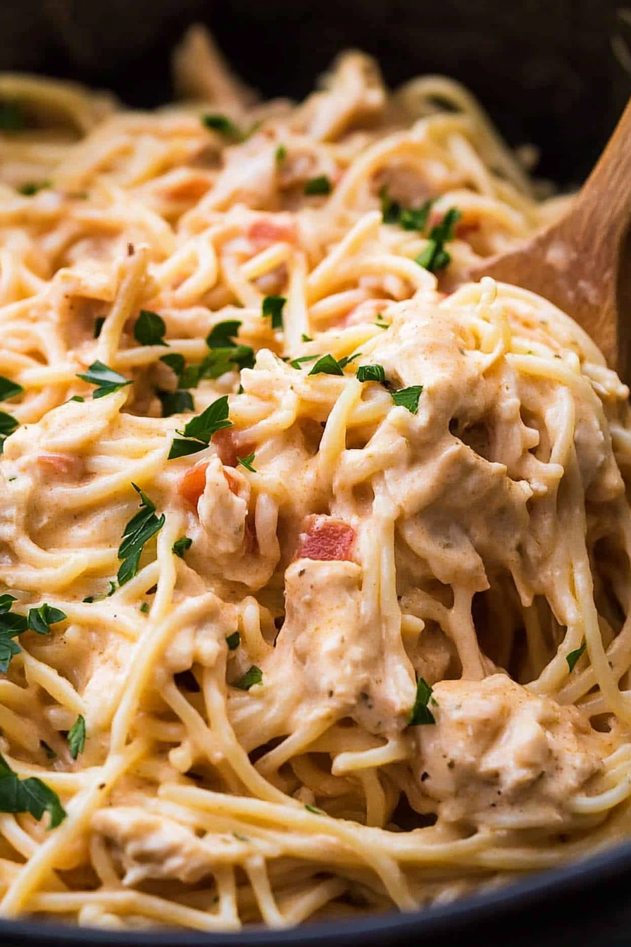 Slow Cooker Creamy Chicken Spaghetti Recipe