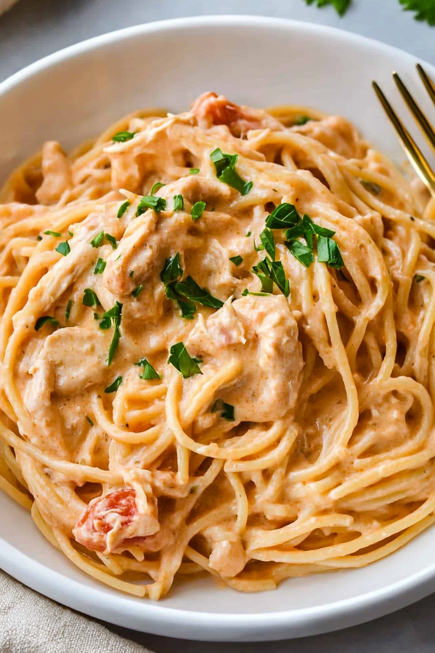 Slow Cooker Creamy Chicken Spaghetti Recipe