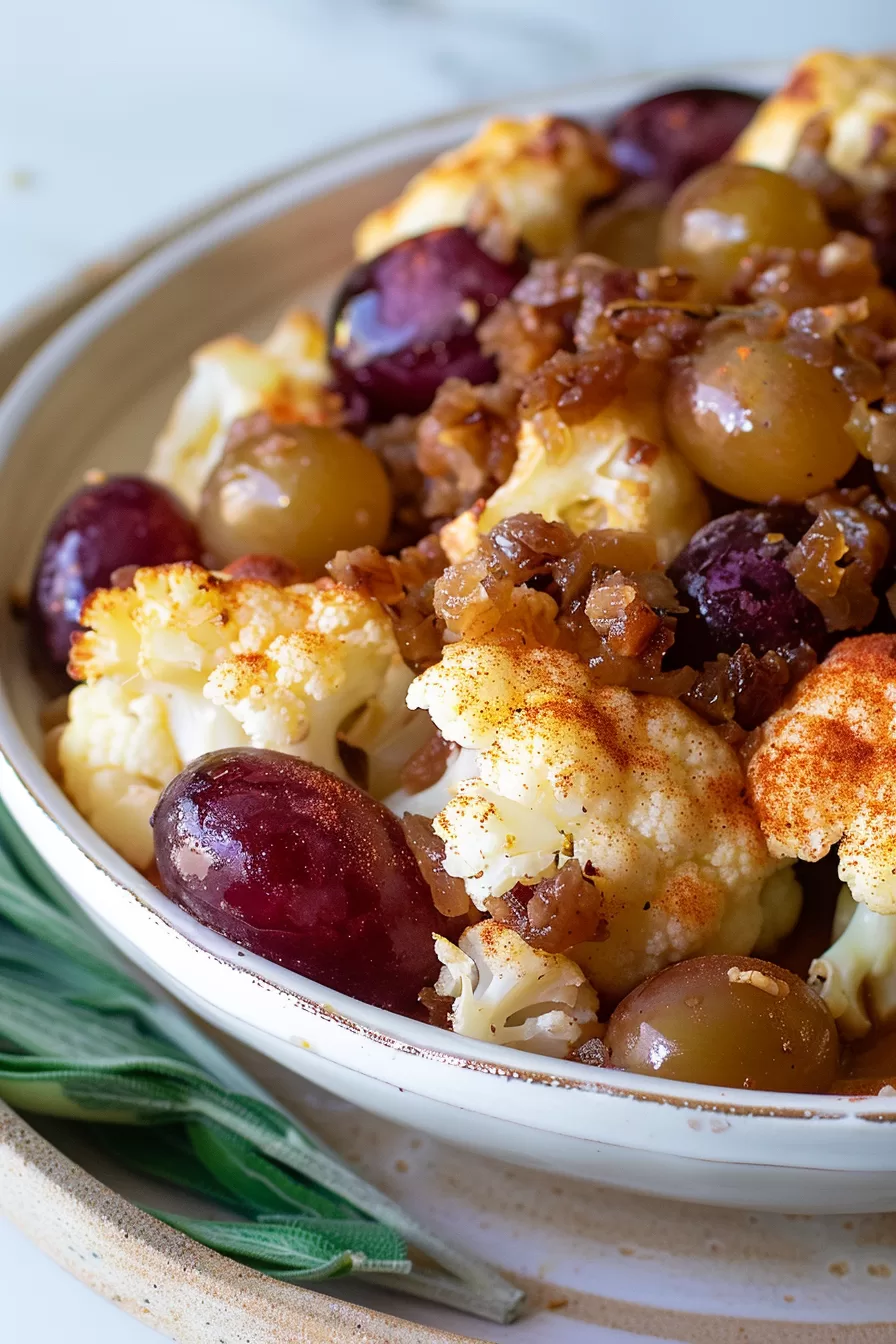 Spiced Cauliflower with Roasted Grapes Recipe