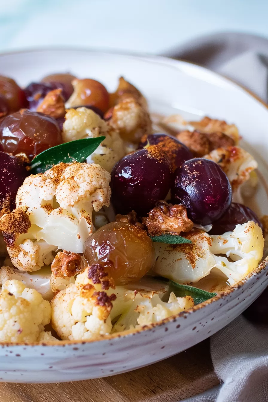 Spiced Cauliflower with Roasted Grapes Recipe