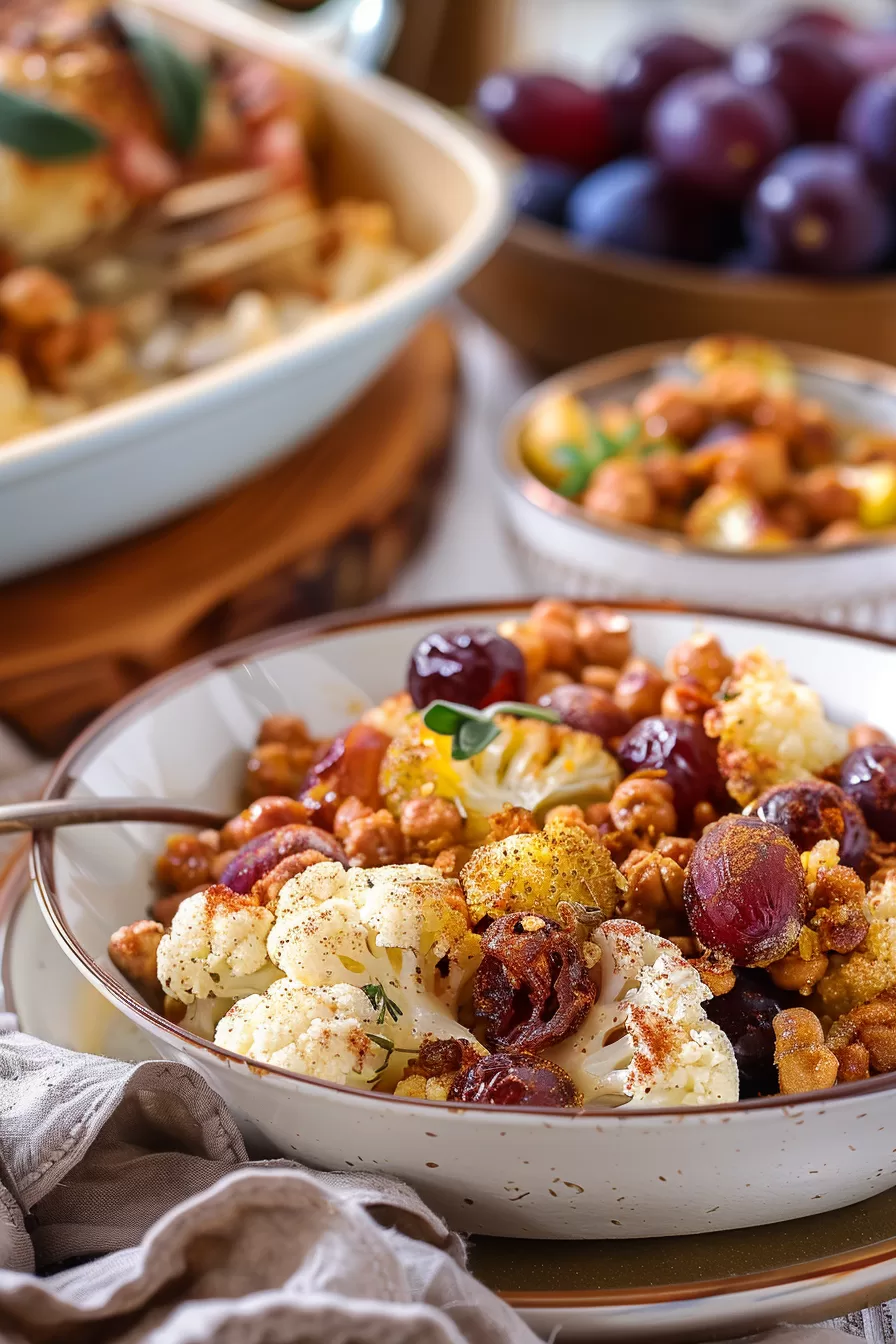 Spiced Cauliflower with Roasted Grapes Recipe