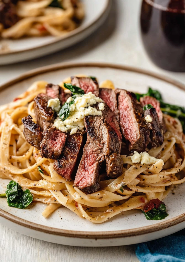 Steak Pasta with Gorgonzola Sauce