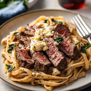 Steak Pasta with Gorgonzola Sauce