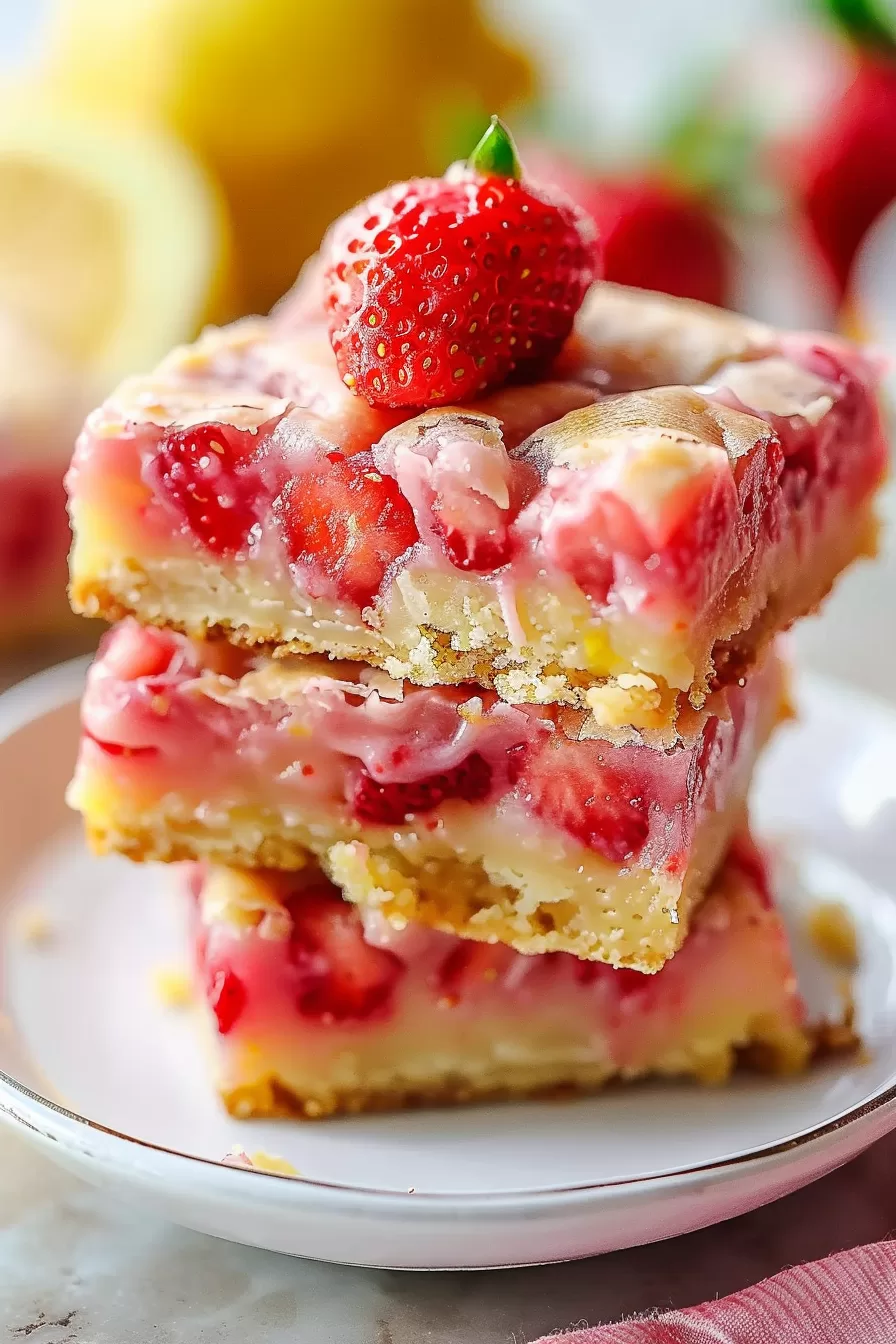 Zesty Strawberry Lemon Blondies