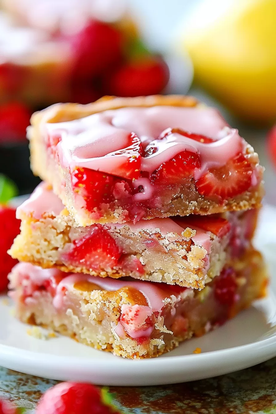 Zesty Strawberry Lemon Blondies