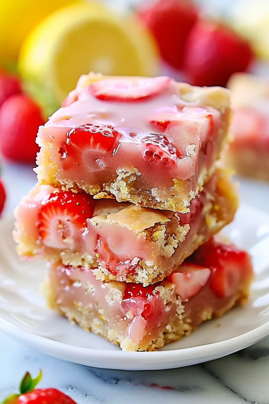 Zesty Strawberry Lemon Blondies