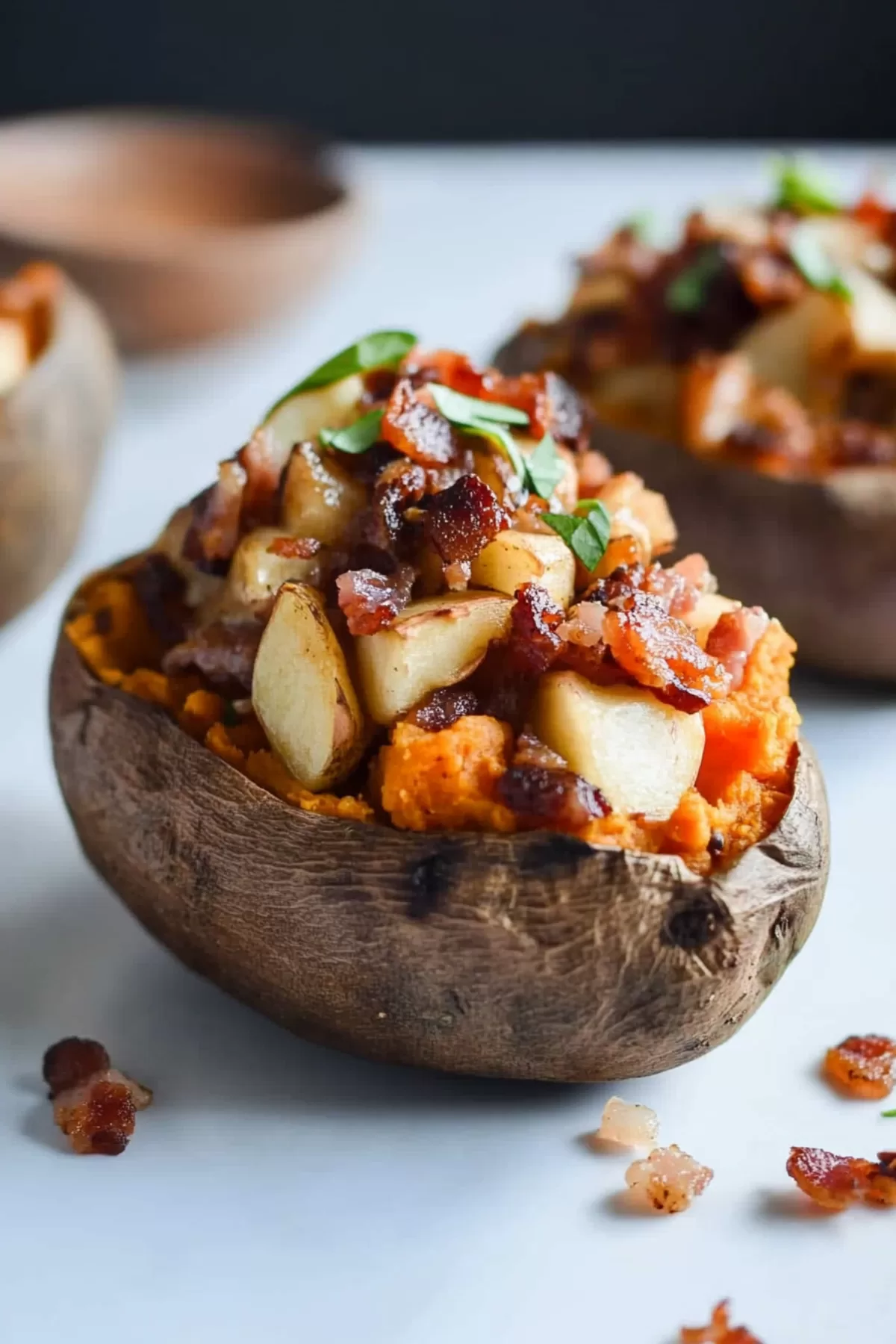 Apple and Bacon Stuffed Sweet Potatoes