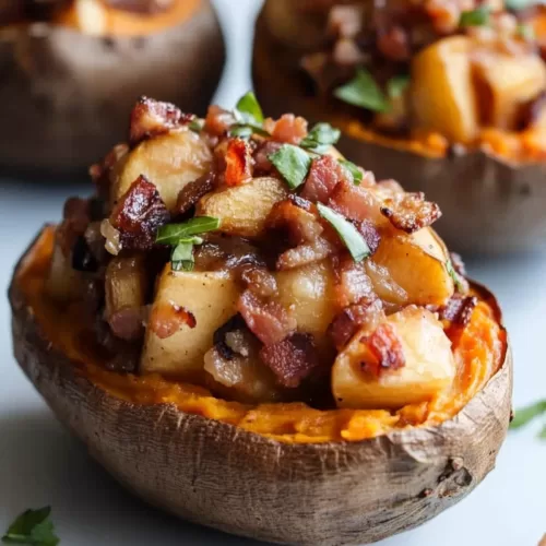 Apple and Bacon Stuffed Sweet Potatoes