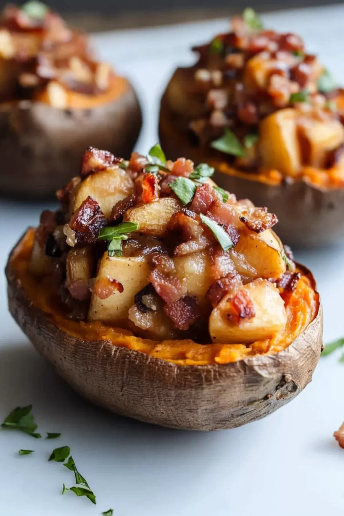 Apple and Bacon Stuffed Sweet Potatoes