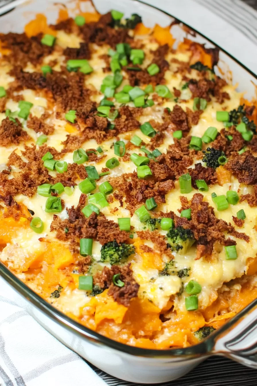 Buffalo Chicken Sweet Potato Casserole