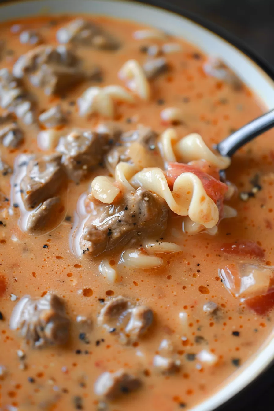 Comforting Creamy Beef and Tomato Soup