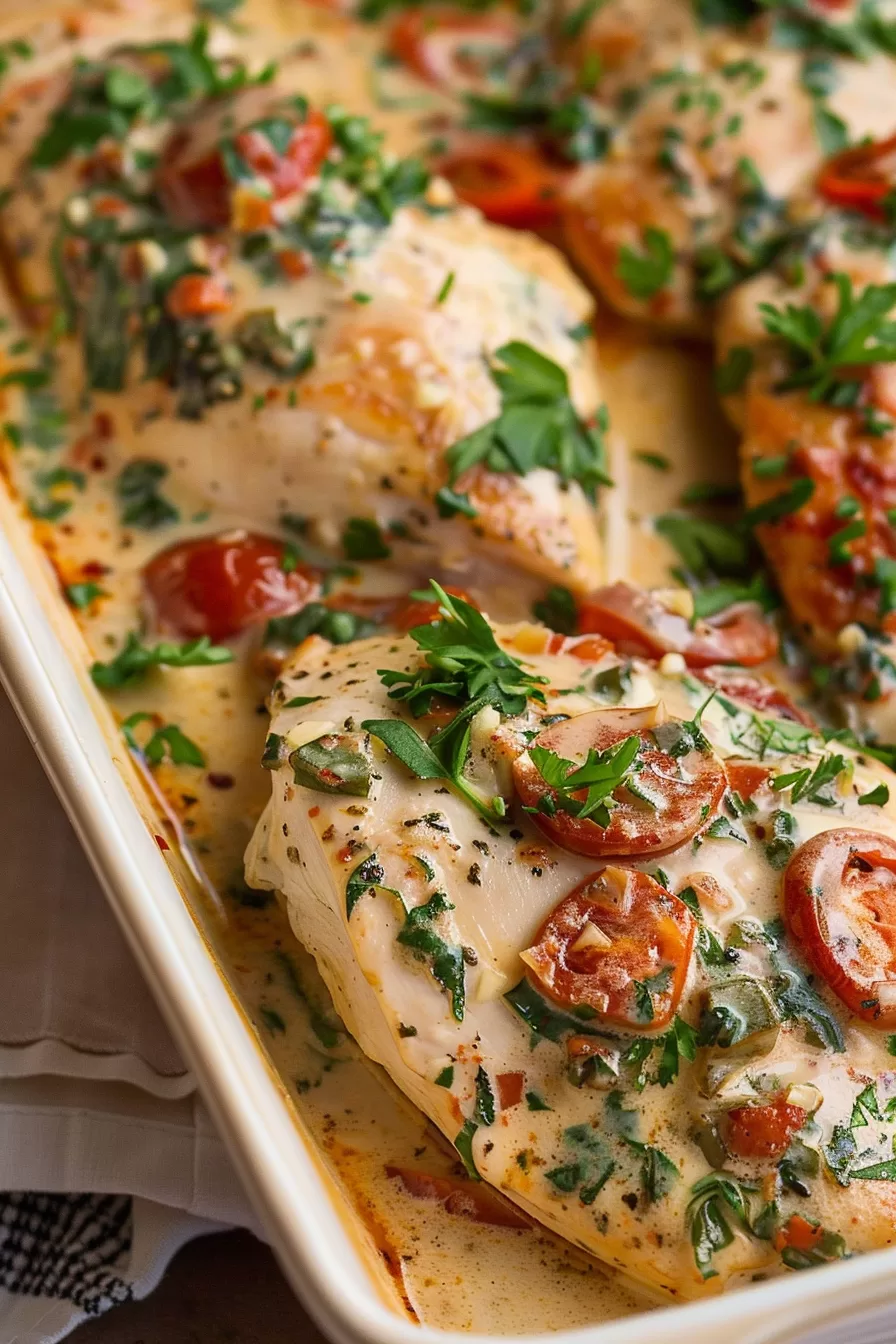 Creamy Baked Tuscan Chicken