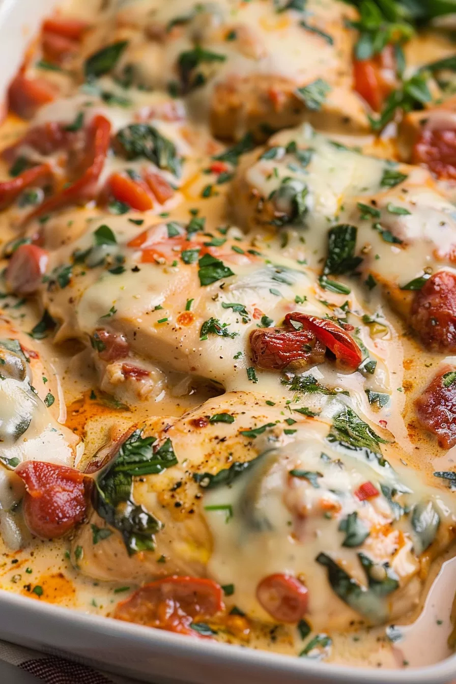 Creamy Baked Tuscan Chicken