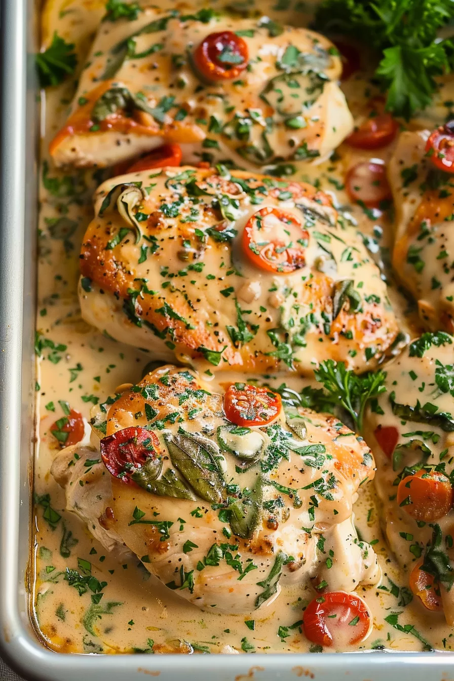 Creamy Baked Tuscan Chicken