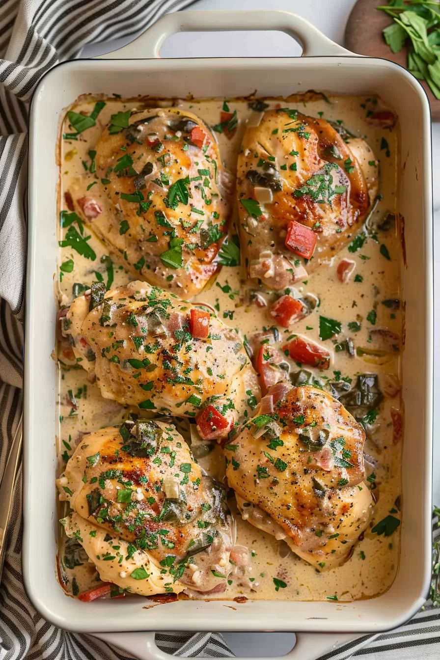 Creamy Baked Tuscan Chicken