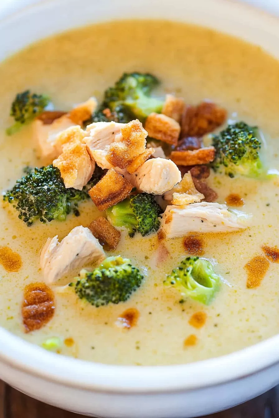 Creamy Broccoli Cheese and Chicken Soup