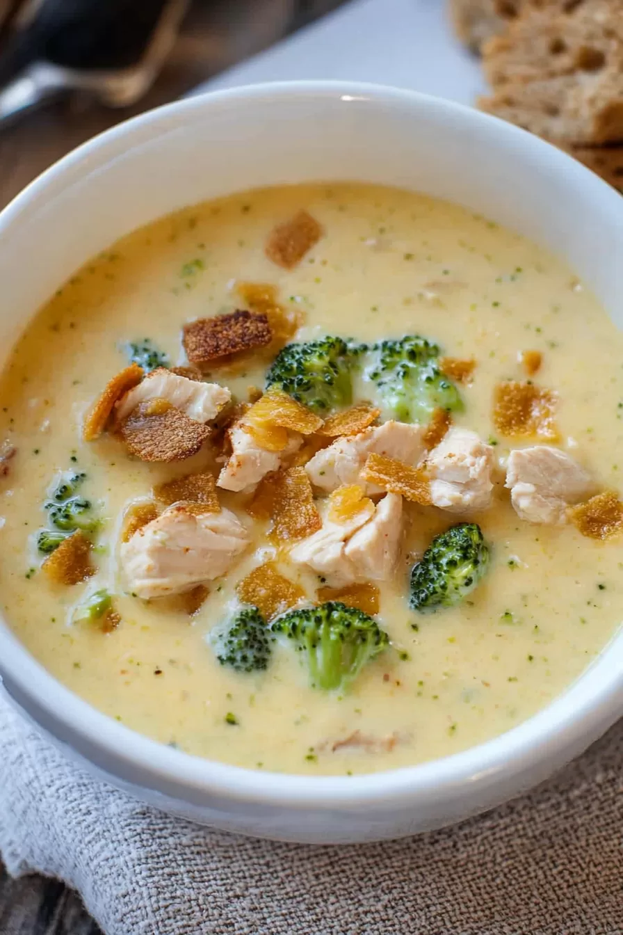 Creamy Broccoli Cheese and Chicken Soup