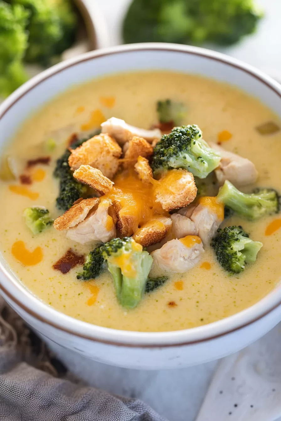 Creamy Broccoli Cheese and Chicken Soup