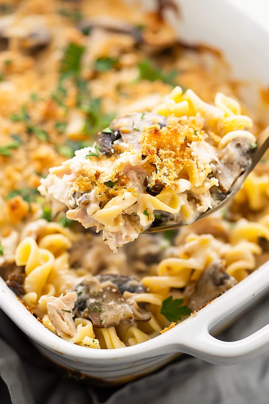 Creamy Chicken Noodle Mushroom Casserole