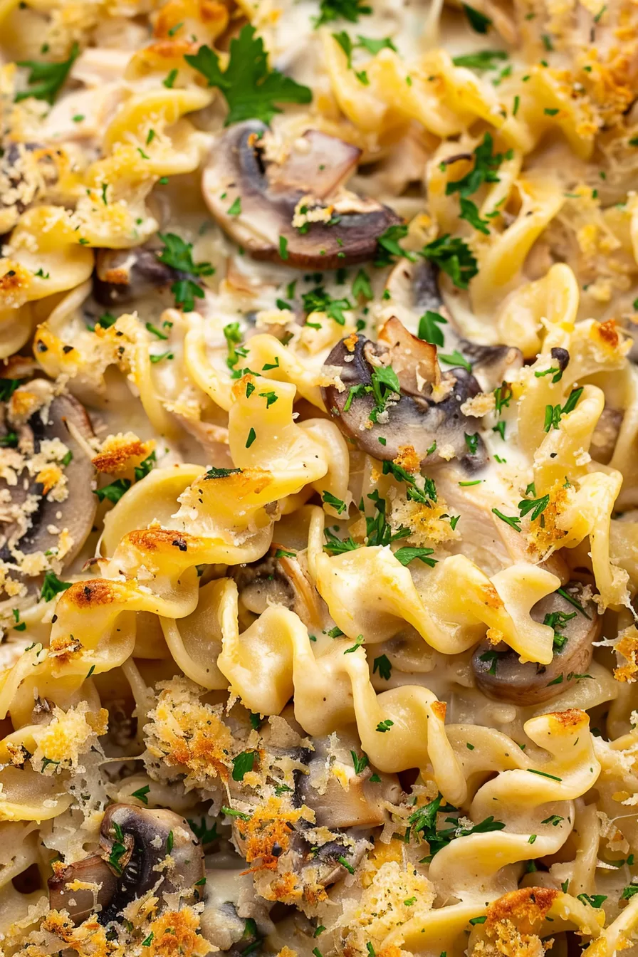 Creamy Chicken Noodle Mushroom Casserole