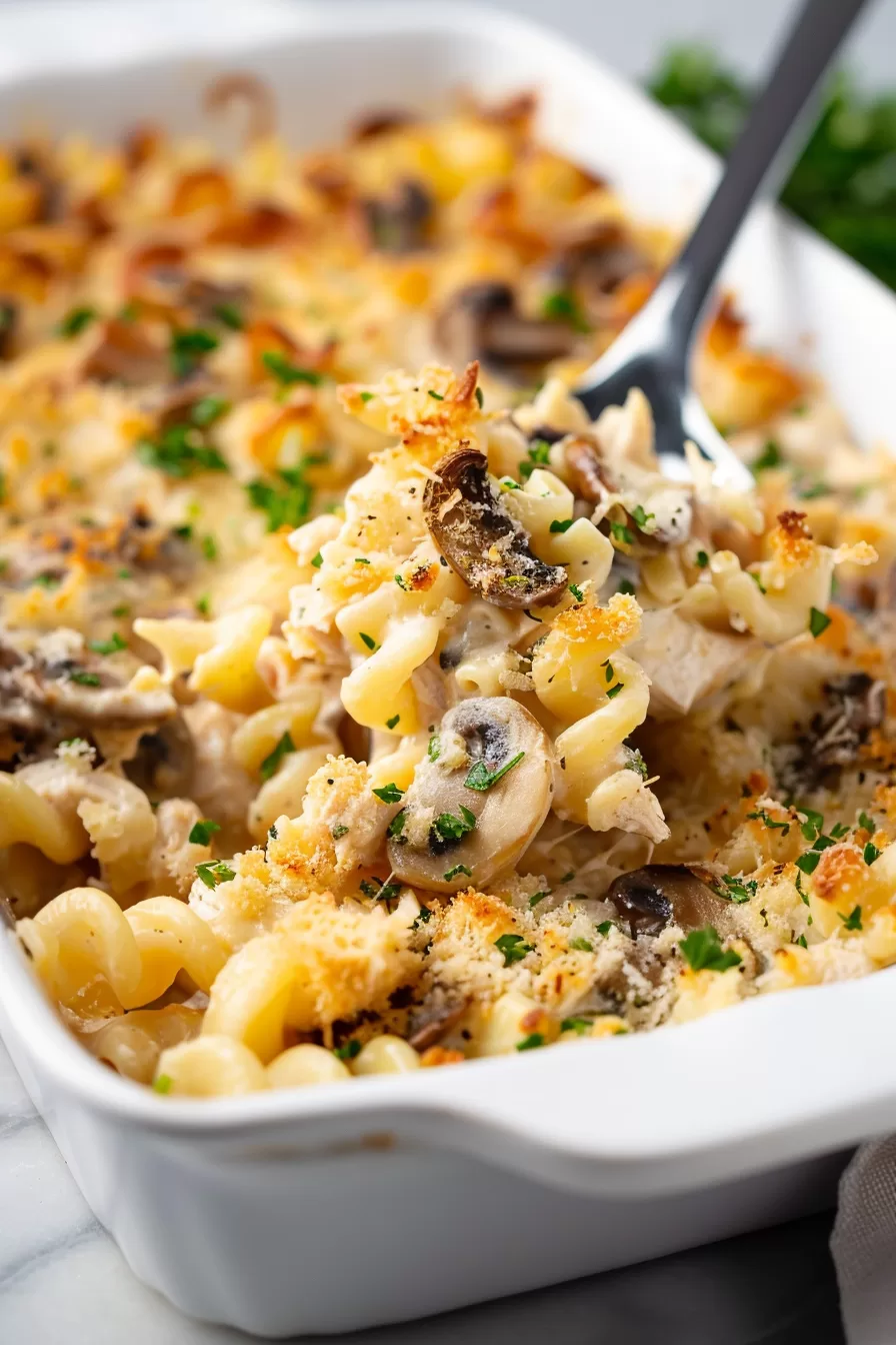 Creamy Chicken Noodle Mushroom Casserole