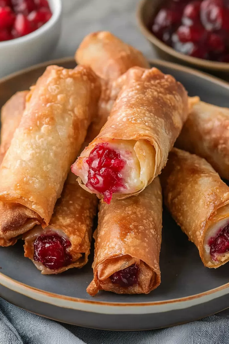 Crispy Cherry Cheesecake Egg Rolls