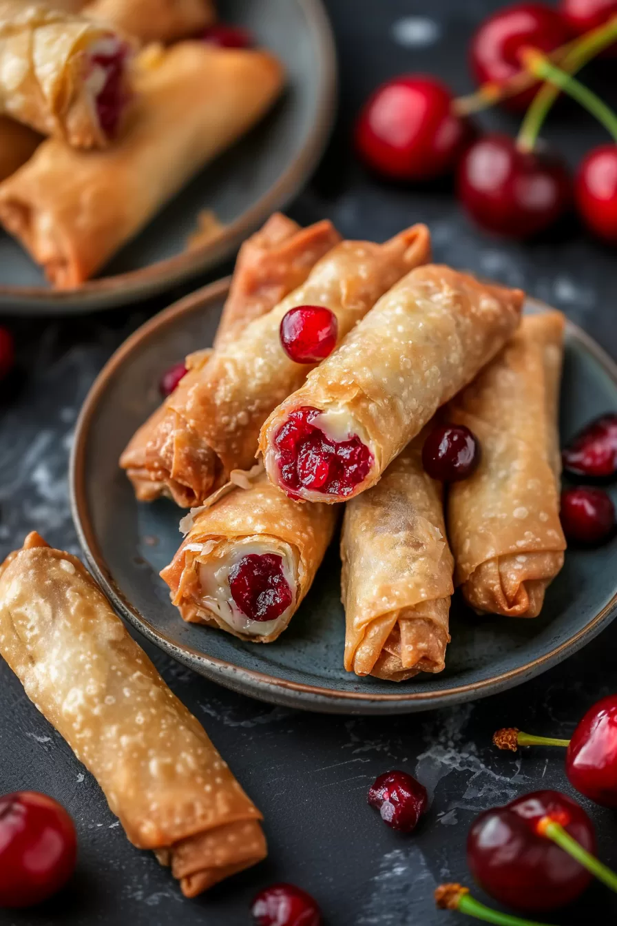 Crispy Cherry Cheesecake Egg Rolls