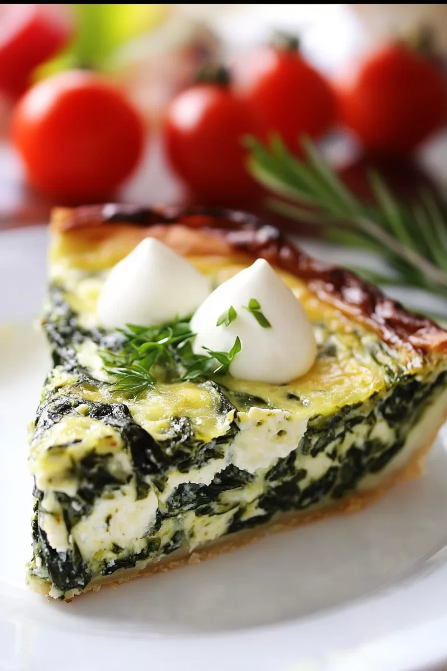 Crustless Spinach, Onion and Feta Quiche