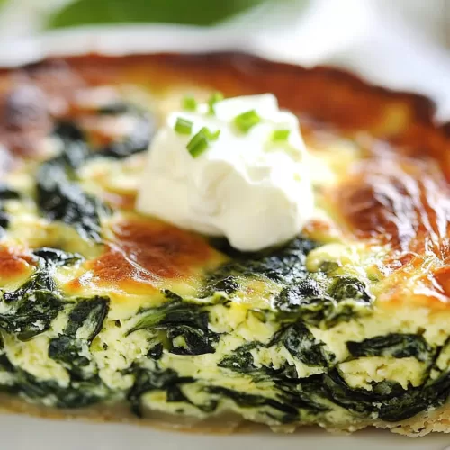 Crustless Spinach, Onion and Feta Quiche