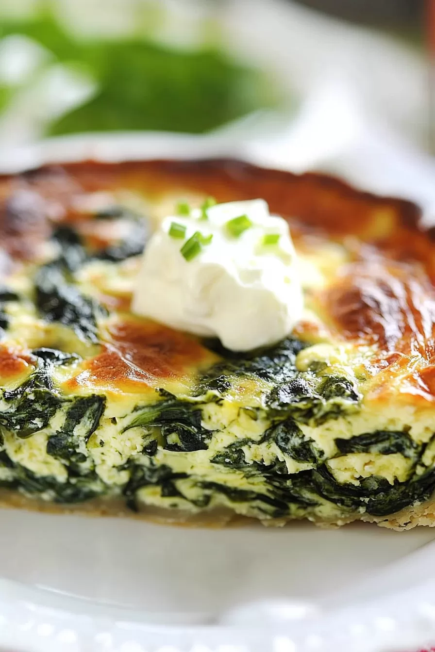 Crustless Spinach, Onion and Feta Quiche