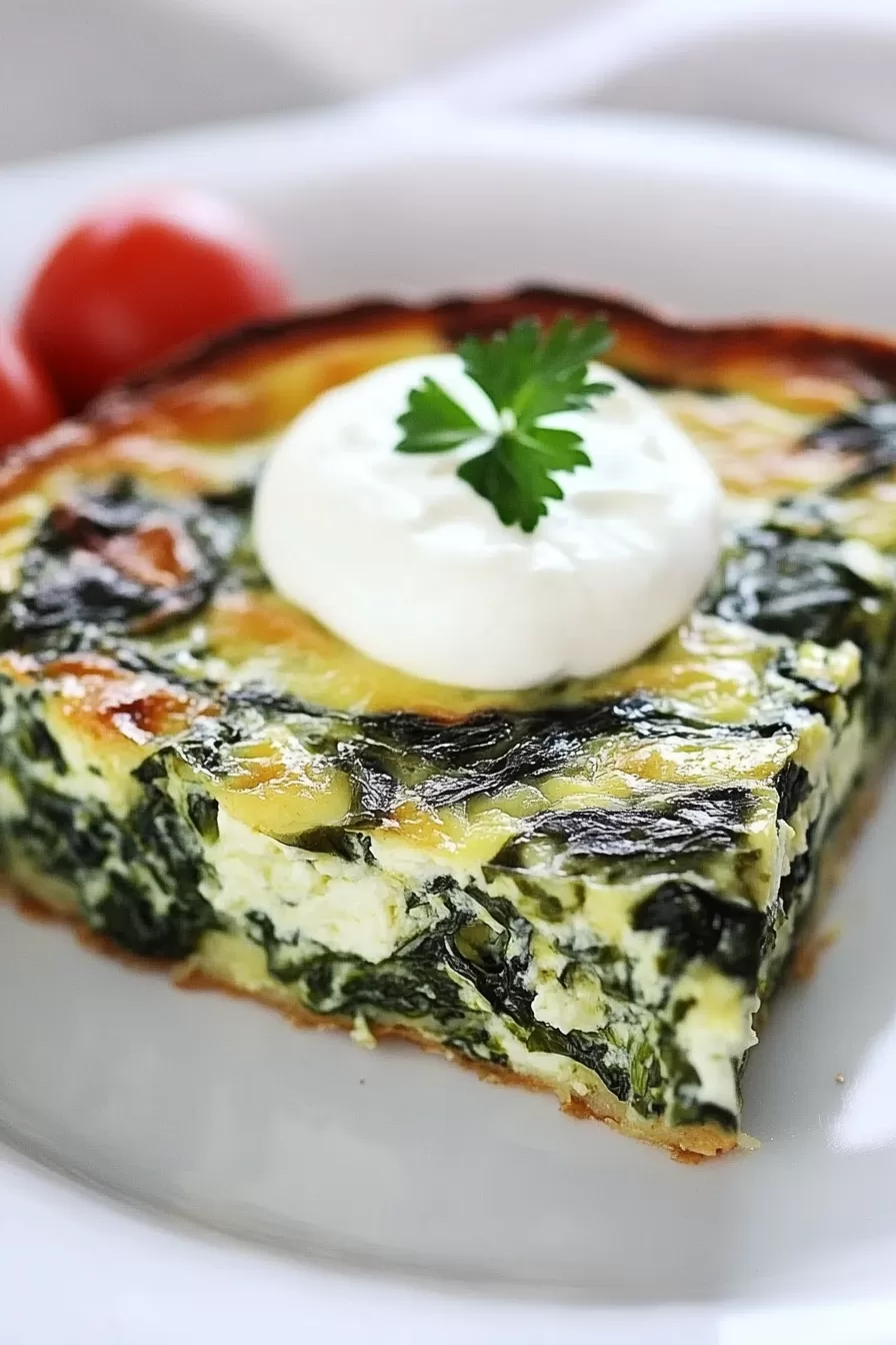 Crustless Spinach, Onion and Feta Quiche