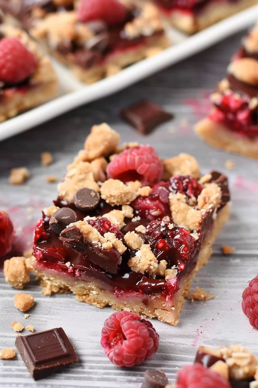 Decadent Raspberry Chocolate Crumble Bars