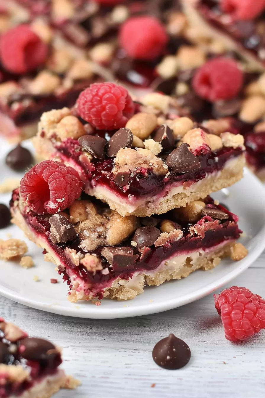 Decadent Raspberry Chocolate Crumble Bars