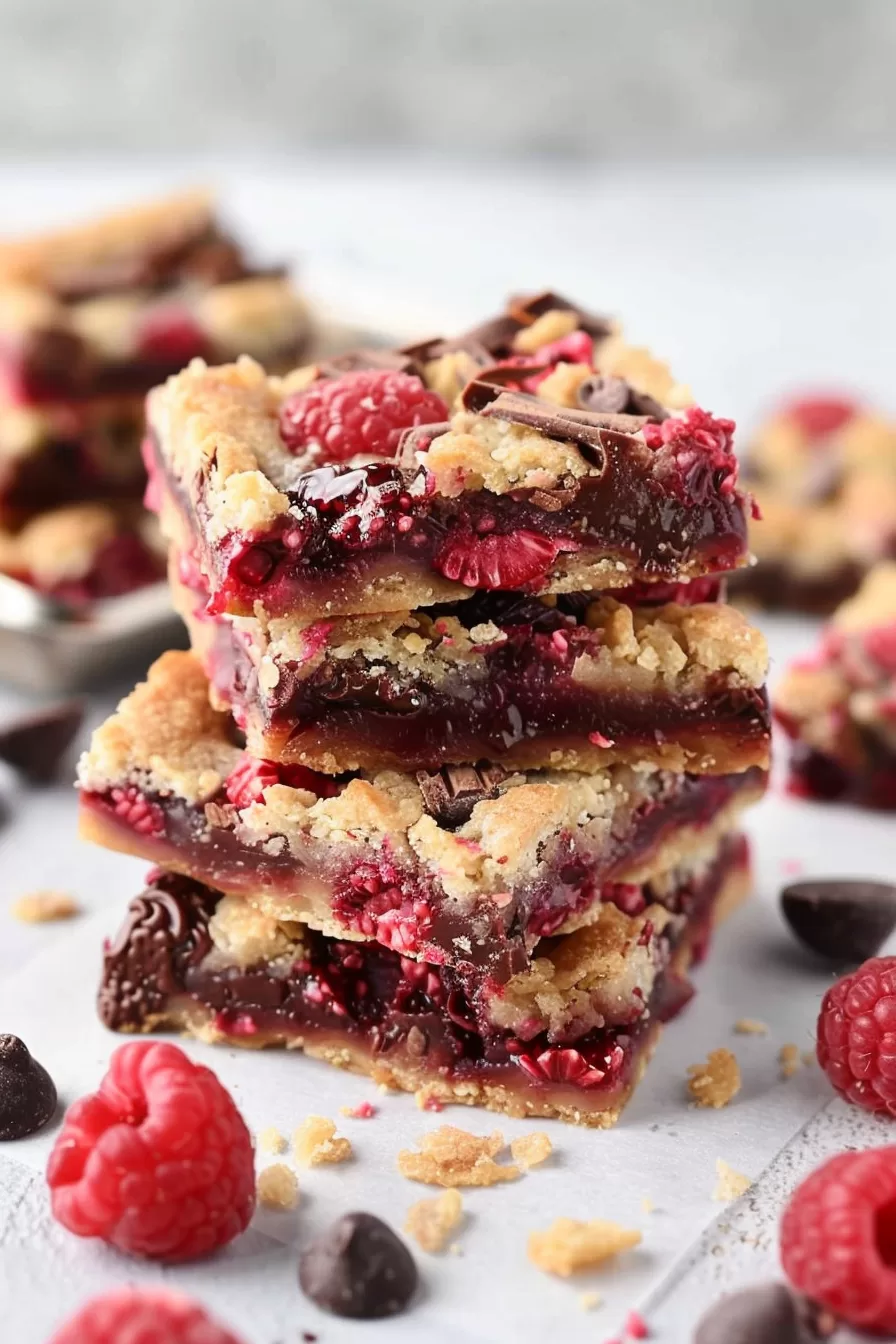 Decadent Raspberry Chocolate Crumble Bars