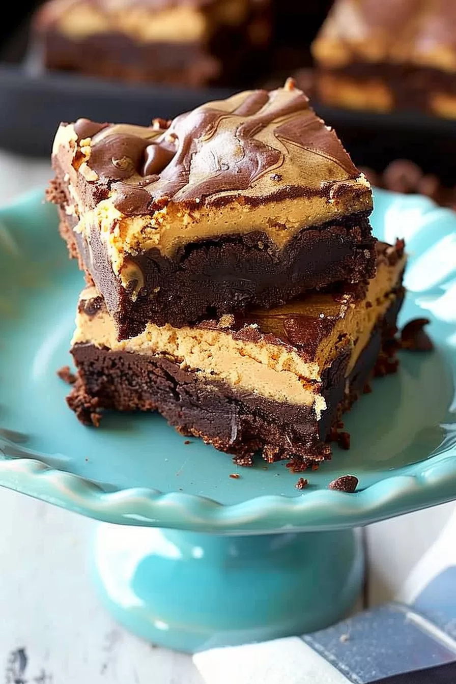 Decadent Turtle Buckeye Brownies