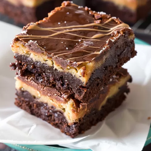 Decadent Turtle Buckeye Brownies