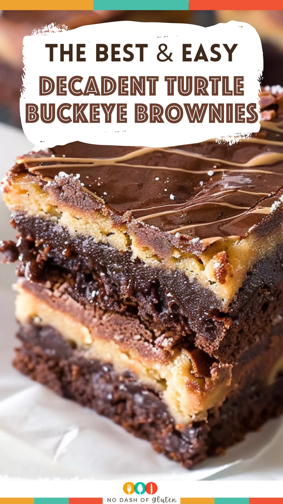 Decadent Turtle Buckeye Brownies