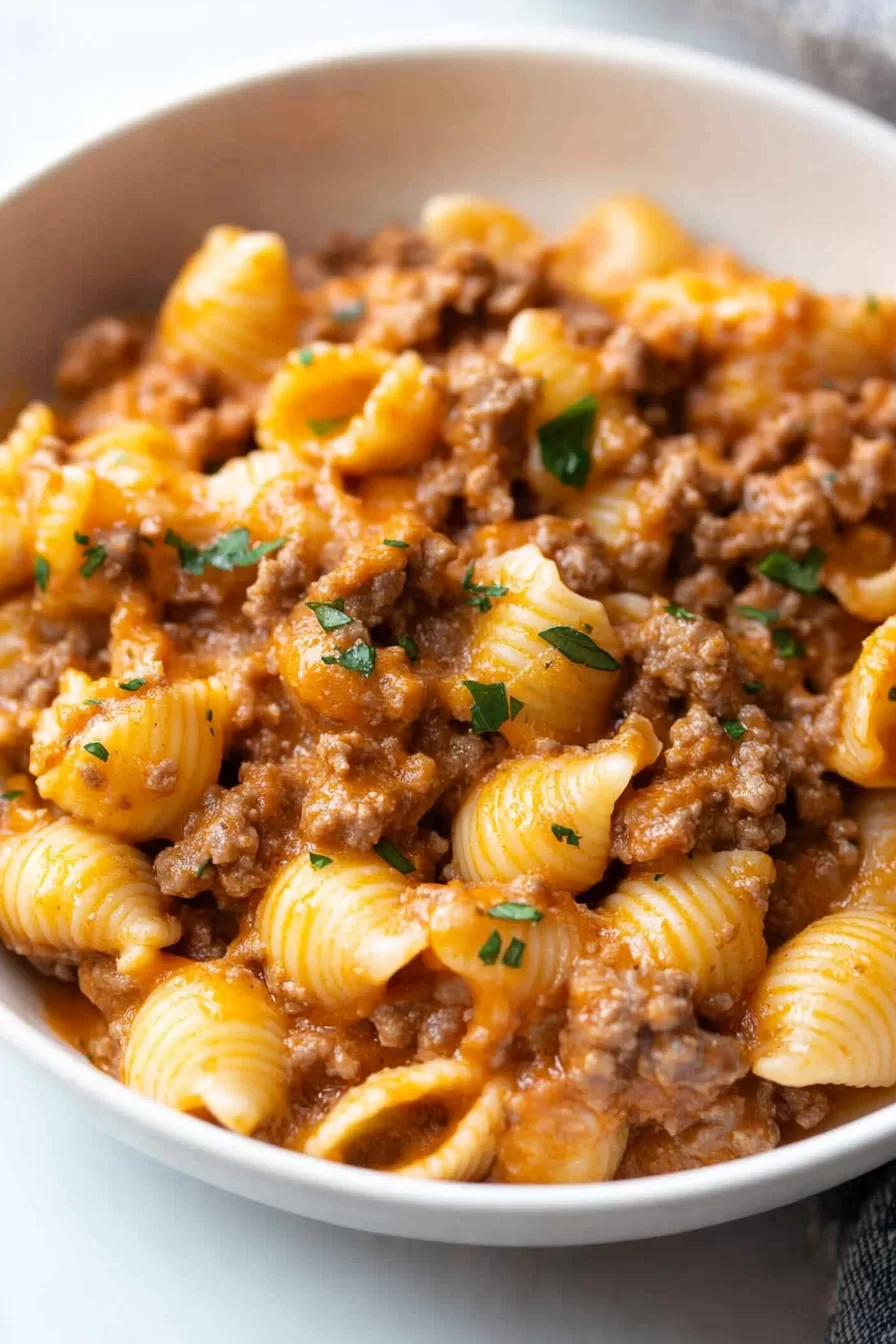 Easy Creamy Beef and Shells Recipe