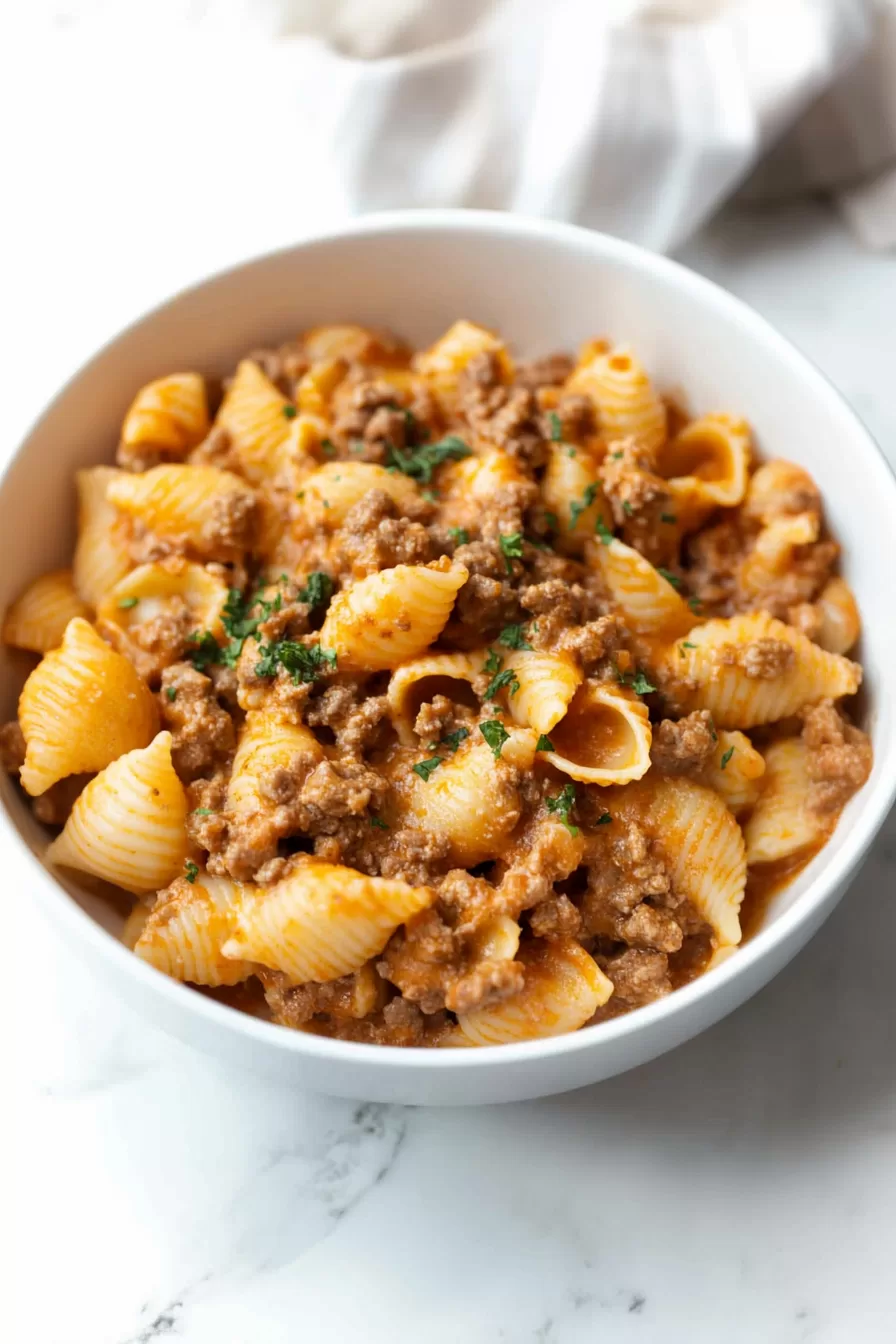 Easy Creamy Beef and Shells Recipe