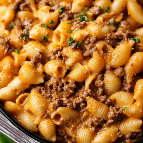 Easy Creamy Beef and Shells Recipe