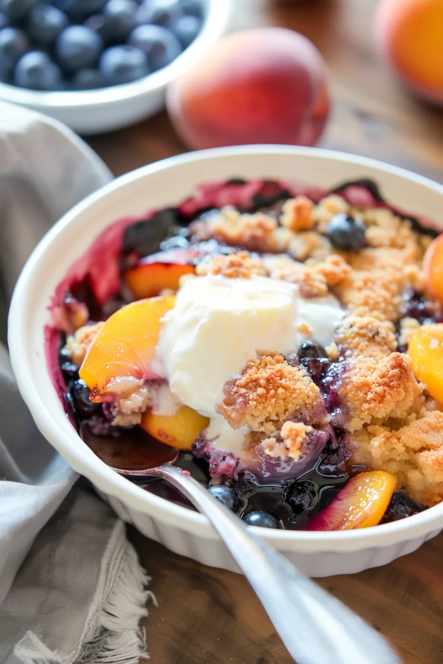 Fresh Peach and Blueberry Cobbler