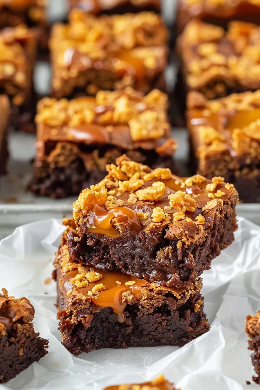 Gooey Caramel Crunch Brownies