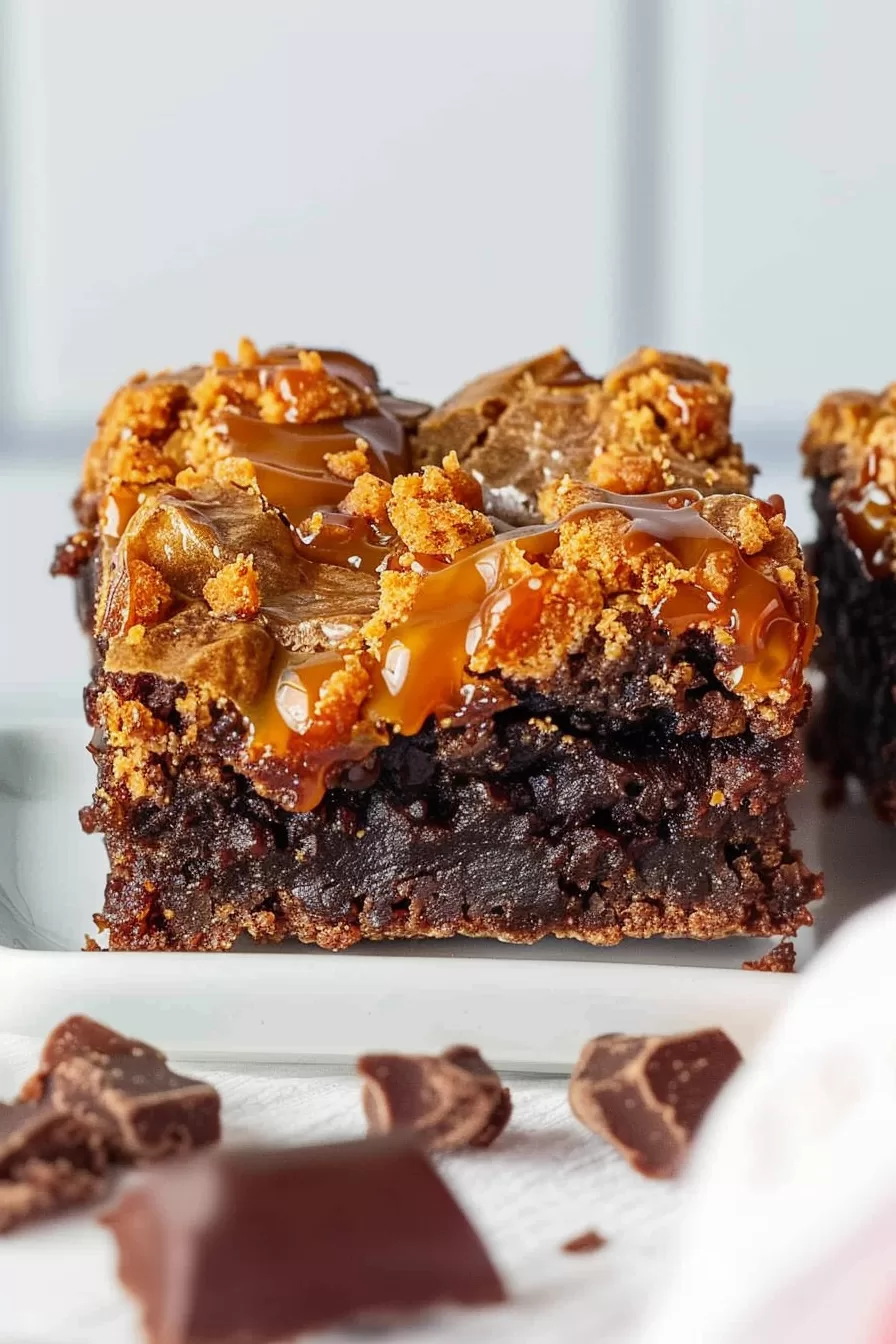 Gooey Caramel Crunch Brownies