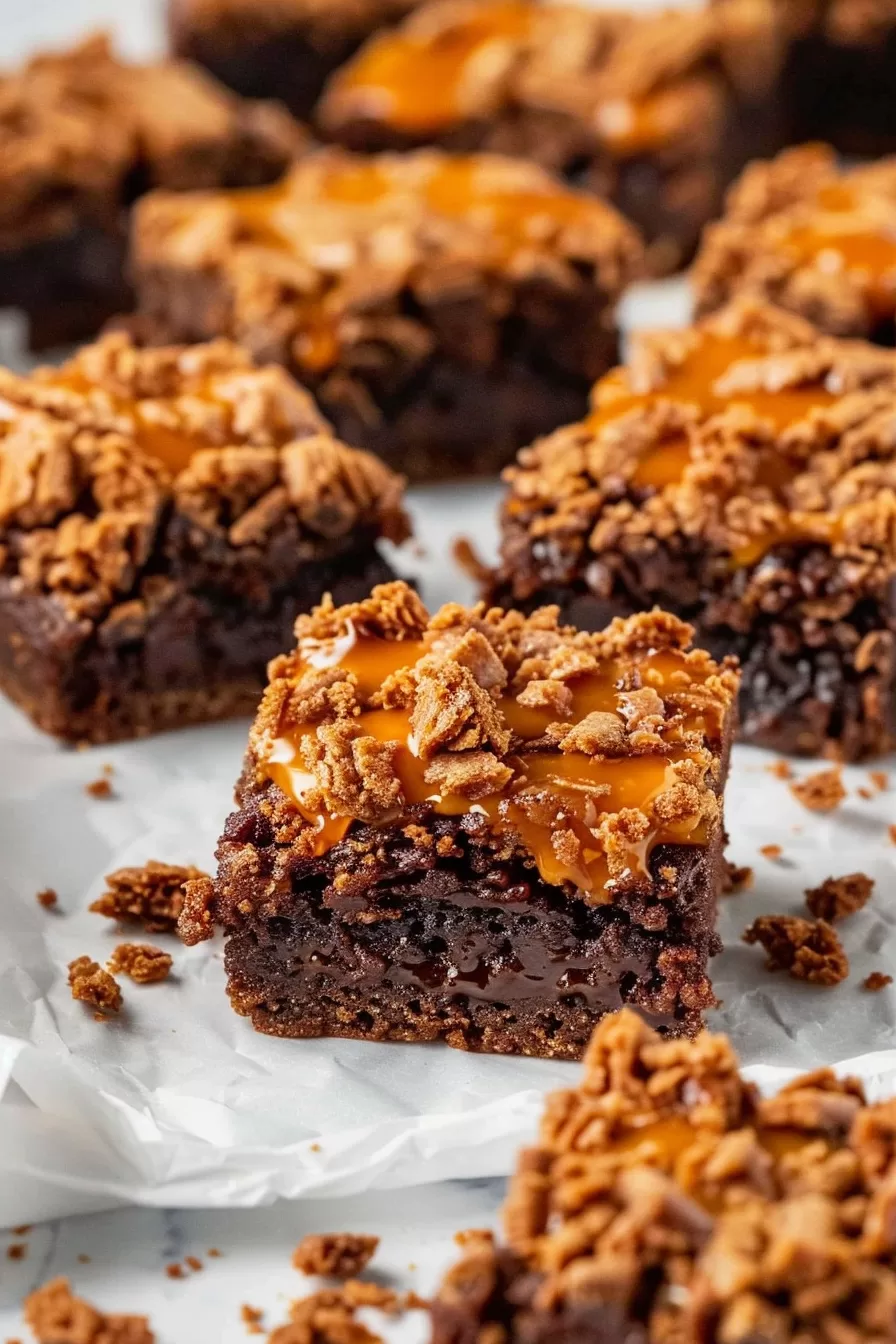 Gooey Caramel Crunch Brownies