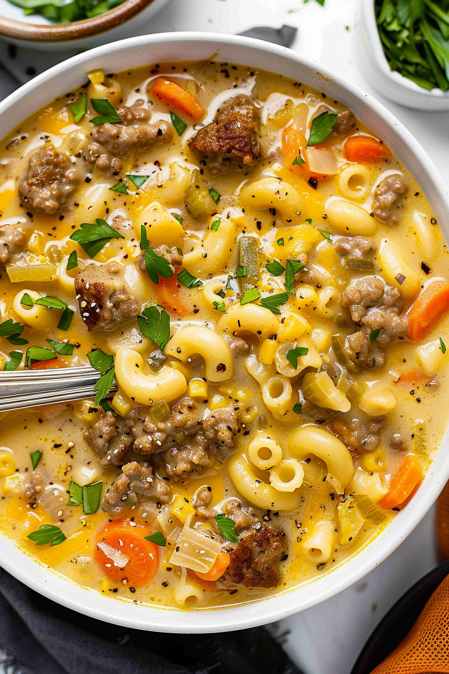 Hearty Cheeseburger Soup