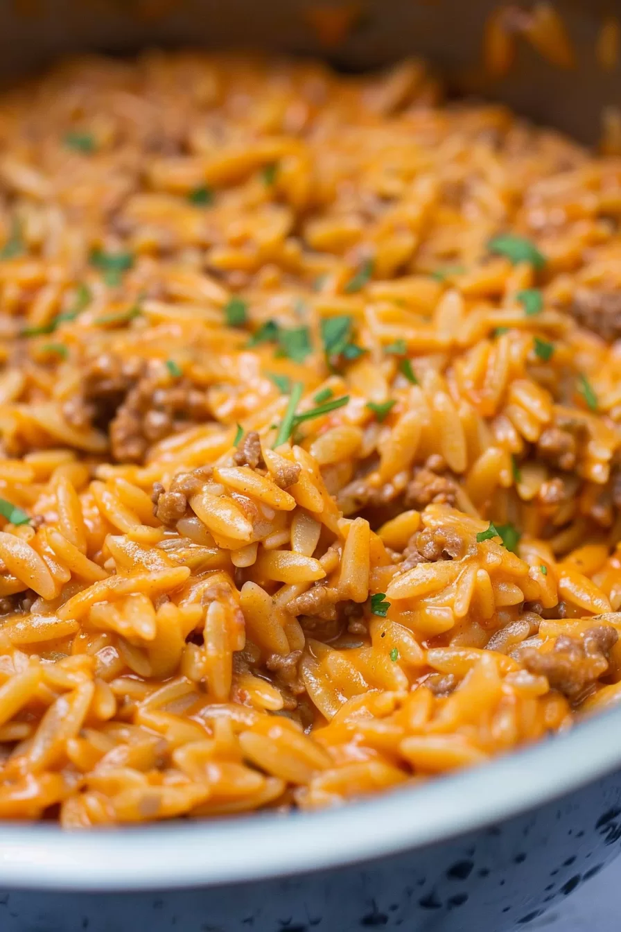 Hearty Ground Beef Orzo