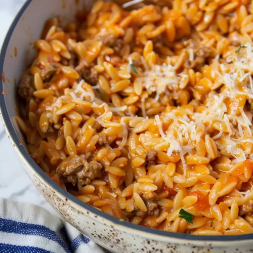 Hearty Ground Beef Orzo