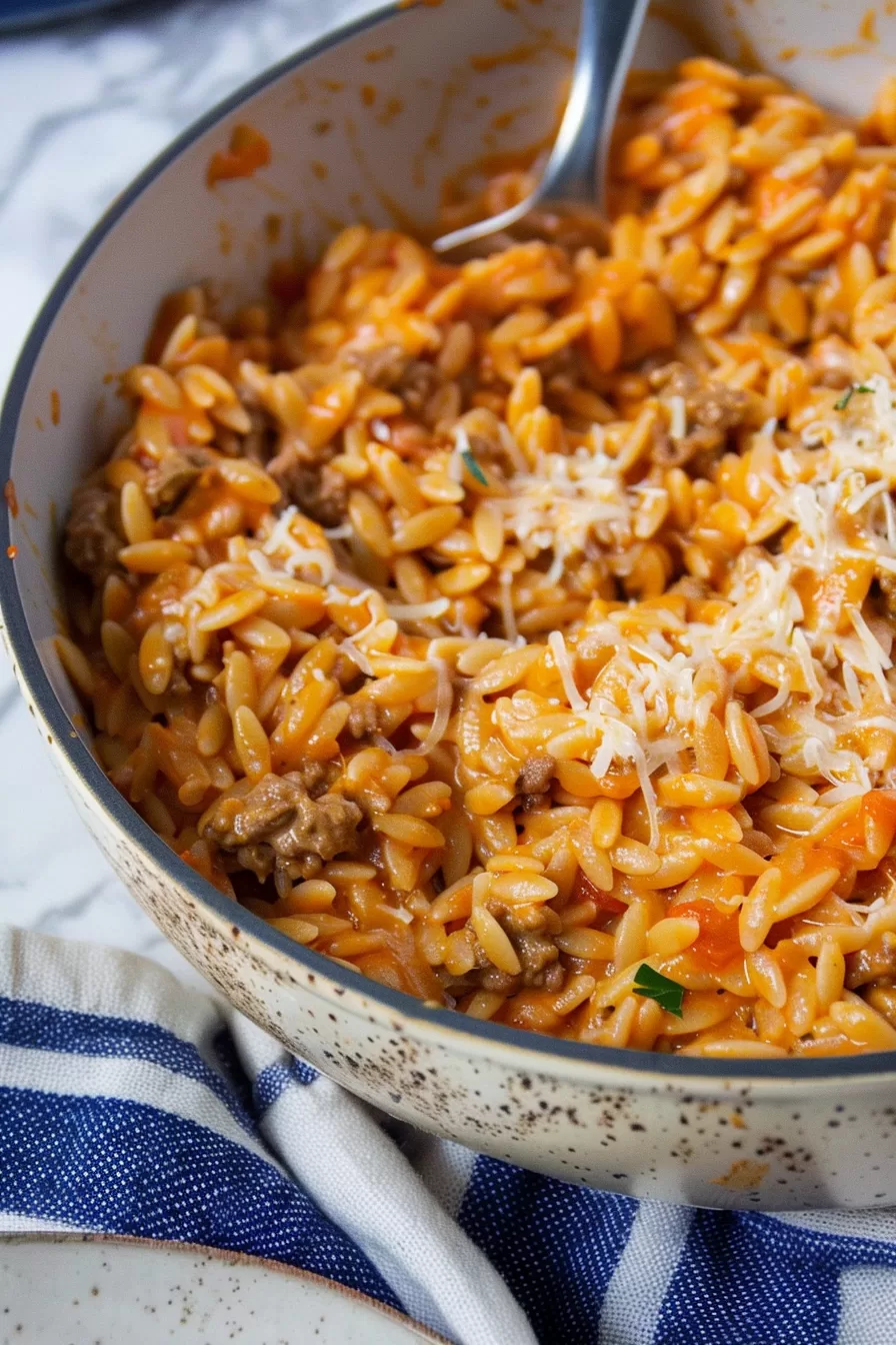 Hearty Ground Beef Orzo