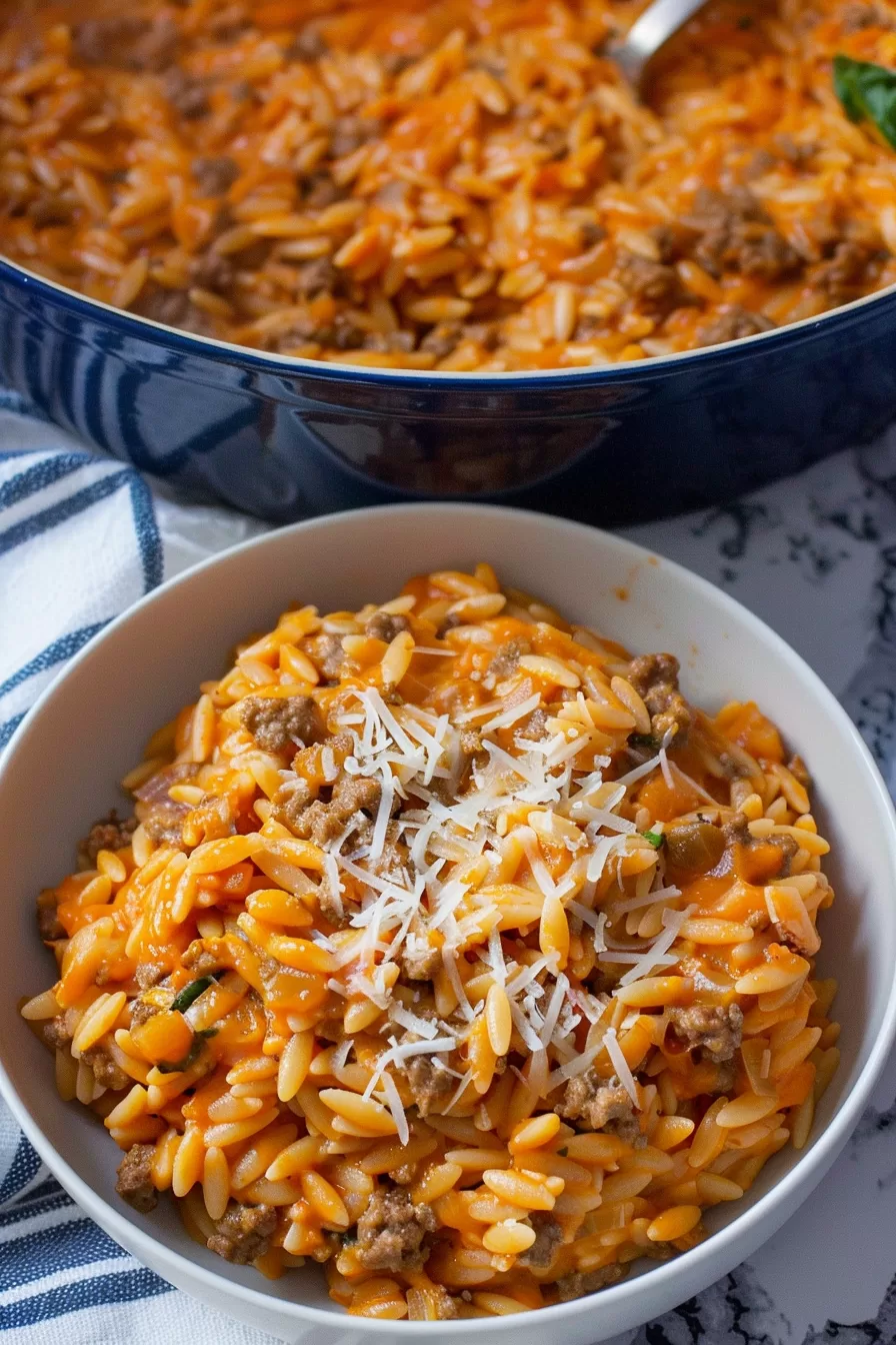 Hearty Ground Beef Orzo